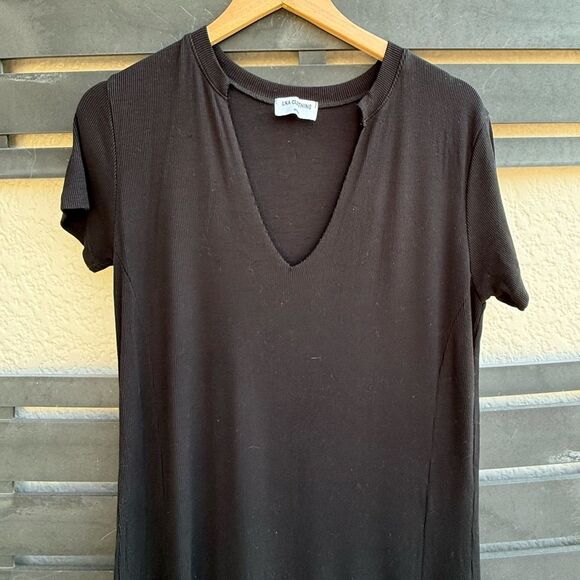 LNA Easy Tee Ribbed Short Sleeve Midi Dress in Black | Medium - Picture 4 of 7